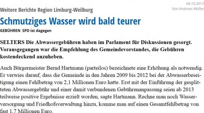 Schmutziges Wasser wird bald teurer