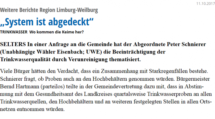 Trinkwasser: Wo kommen die Keime her?